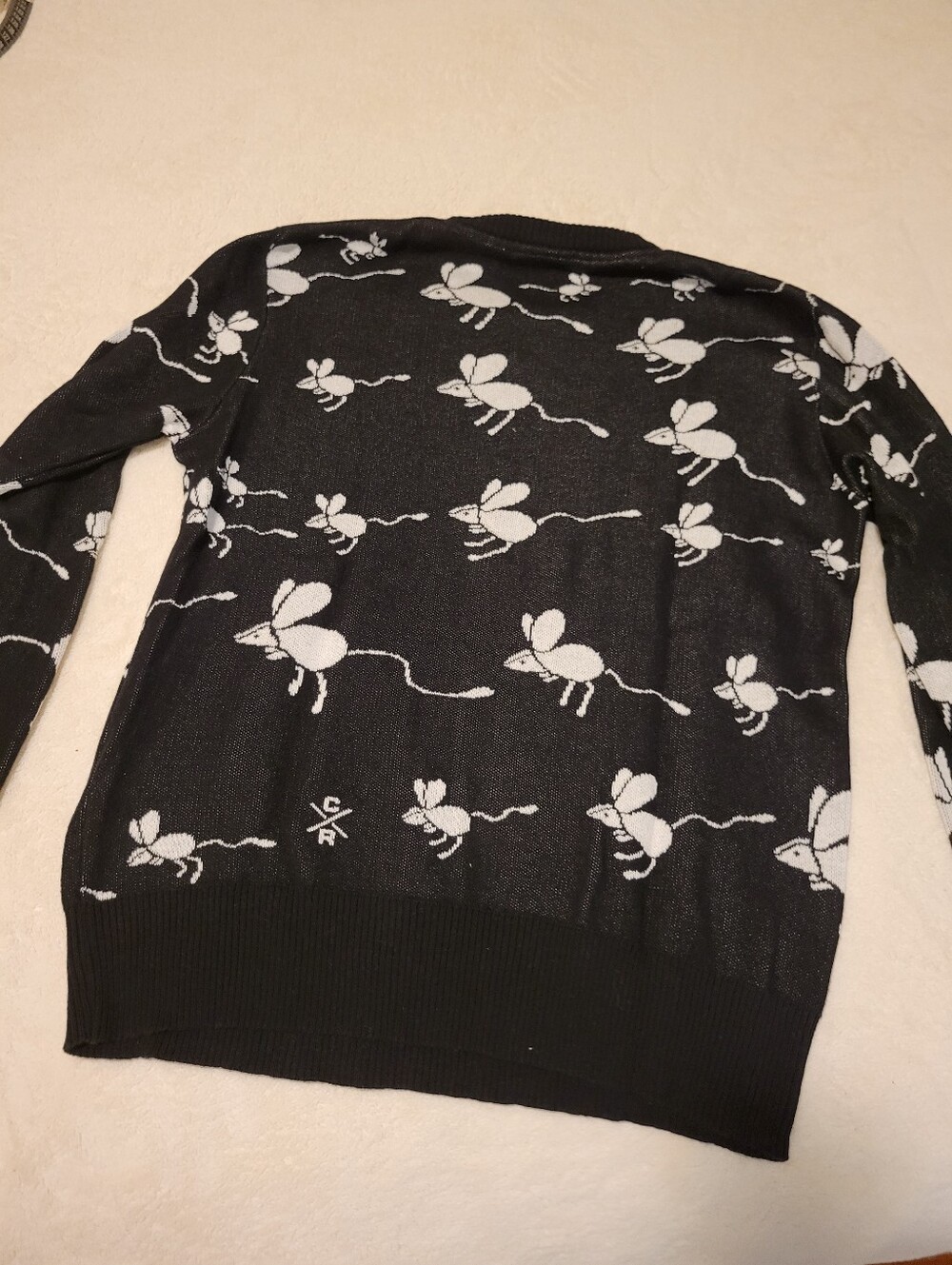 Christopher Raeburn Black Crewneck Sweater with White Mouse Motif sixe XS - Picture 3 of 4